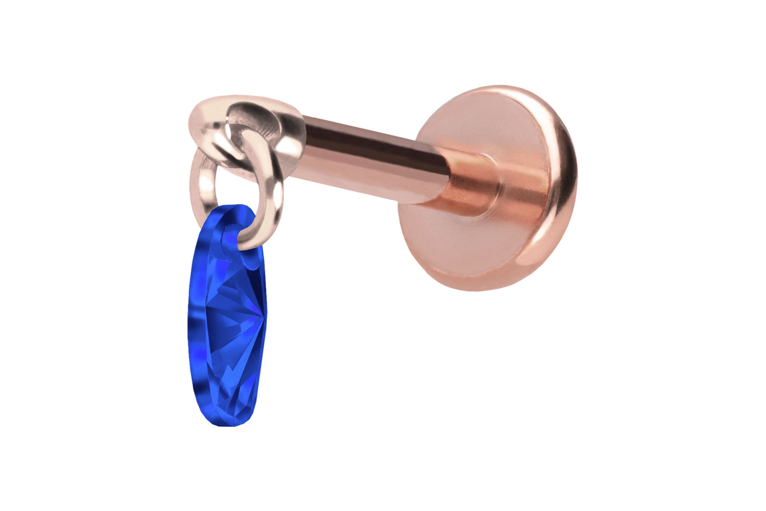 Titan Labret Piercing mit Push Fit KRISTALLOVAL